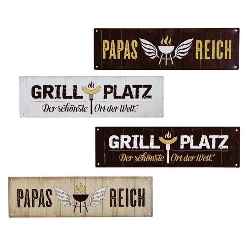 Metall Schild Weisheit Grillen - "Papas Reich" hell